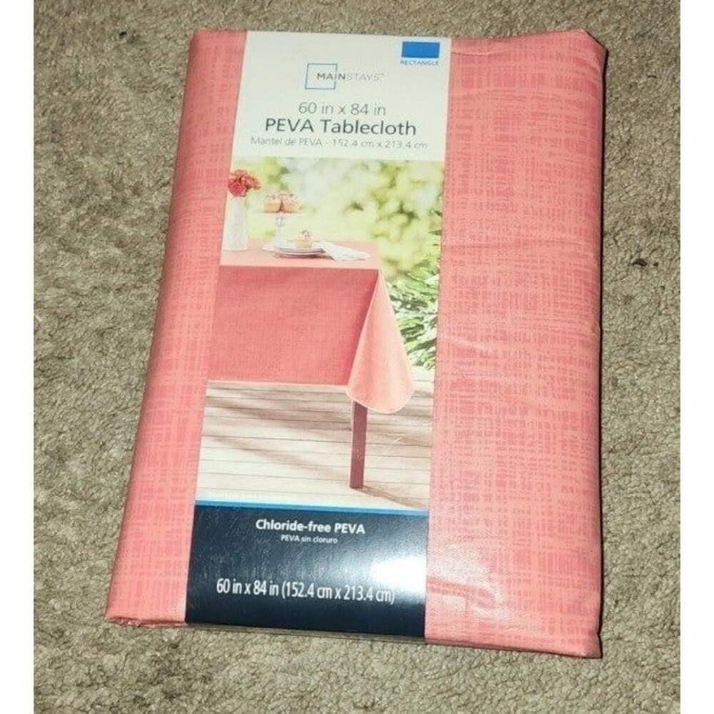 Tablecloth by Mainstay color Coral 60in X 84in